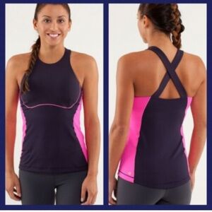 Lululemon Spin It To Win It TankIn Black Swan/ Raspberry Size 6